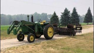 John Deere 3020 disking old pasture ground [upl. by Kendy]