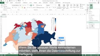 Excel Karte Schweiz ExcelKartede  Kartogramm für Kantone und Blasendiagramm [upl. by Hilaria]