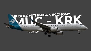 Air Dolomiti E195  Economy  Munich to Krakow  EN8342 [upl. by Eyram39]