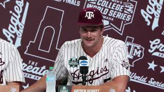 Texas AampM baseball team members preview CWS finals vs Tennessee [upl. by Baniez765]