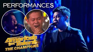 Marcelito Pomoy All Performances on Americas Got Talent The Champions [upl. by Nahttam175]