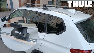 Roof rack bar Thule Wingbar Evo BMW X3 Crossbars Installation [upl. by Fabi]