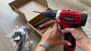 GardenJoy Cordless Power Drill Set 12V Electric Drill with Battery and Charger [upl. by Ribaj]