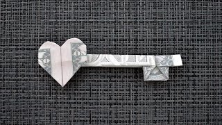 Nice MONEY KEY with the HEART  Dollar Origami for Valentines Day  Tutorial Phong Tran Origami [upl. by Eille]