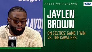 PRESS CONFERENCE Jaylen Brown quotIts gonna tough for a team to have to beat us four timesquot [upl. by Josi]