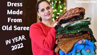 Dresses Made from Old Sarees in 2022 reuseoldsaree repurposed upcycleoldsaree sareereuseideas [upl. by Acirrehs]