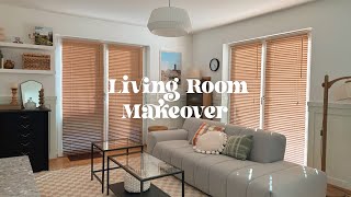 Living room makeover  renterfriendly window blinds  board and batten [upl. by Amalee]