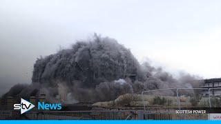 Power station demolition work sees boiler house razed [upl. by Ldnek]