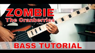 Zombie  The Cranberries Bass Tutorial WITH TAB [upl. by Odidnac527]