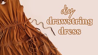 How To Make A RuchedDrawstring Dress StepByStep Sewing Tutorial  DIY DRAWSTRING DRESS [upl. by Klemm]