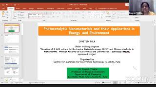 “Photocatalytic Nanomaterials for their Application in Energy and Environment” by Dr Pragati Thakur [upl. by Wilfred]