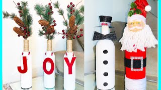 IDEAS CON BOTELLAS DE VIDRIO DECORADAS PARA NAVIDADCOMO DECORAR botellas [upl. by Akimot]