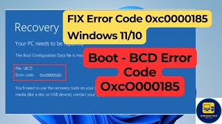 FIX Error Code Oxc0000185 Windows 11  Boot  BCD Error Code 0xc0000185 Solved [upl. by Vivia]