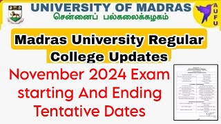 Madras University Regular Affiliated November 2024 Exam Results Tentative Dates 👍 [upl. by Katrina]