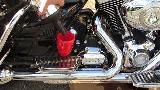 How to Change Oil and Fluid on a Harley Davidson Twin Cam Road King  GetLoweredcom [upl. by Zakarias]