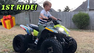 Polaris Outlaw 50cc ATV  3 Years Old  Grants Big Christmas Surprise [upl. by Obmar]