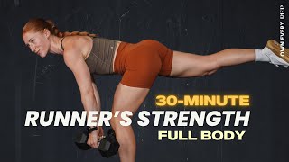 30 Min MUSTTRY Strength Workout for Runners  Knee Stability Single Leg Work amp Core w DBs [upl. by Renee]