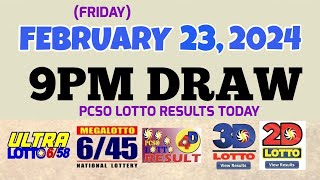 Lotto Result Today 9pm draw February 23 2024 658 645 4D Swertres Ez2 PCSOlotto [upl. by Johst258]