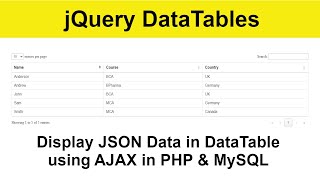 04  How to display JSON Data in DataTable using AJAX in PHP and MySQL with Source Code [upl. by Luemas]