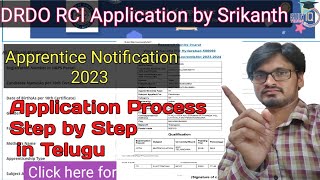 How to Apply DRDO RCI  Apprentice 2023  Application Process Step by Step in Telugu [upl. by Dasteel]