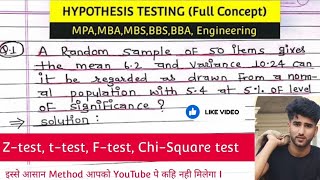 Hypothesis Testing Problems  Z Test amp T Statistics  One amp Two Tailed Tests 2  problem 1 [upl. by Yesrej]