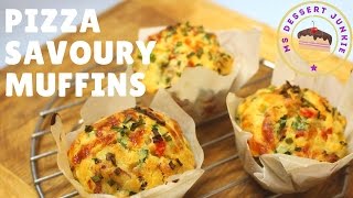 PIZZA SAVOURY MUFFIN RECIPE  MsDessertJunkie [upl. by Ahcsropal]