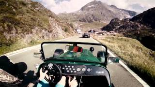 Caterham 485 on Sustenpass pure roads Porsche Turbo Cayman S and Nissan GTR 2015 [upl. by Francisco]