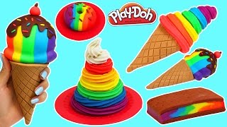 Play Doh Rainbow Swirl Desserts [upl. by Lipsey871]