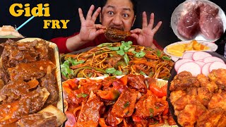 Gidi Fry Buffalo steak stir fry buffalo ribs buffalo chowmein Mukbang [upl. by Nivalc]