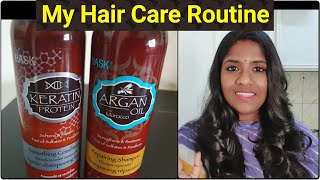 My Simple Hair Care Routine I use Hask Argan Oil Shampoo amp ConditionerIt gives me wonderful result [upl. by Yddur]