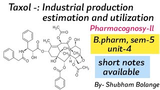 Taxol  Industrial production estimation and utilization ll pharmacognosyllsem5 unit4 [upl. by Asecnarf]