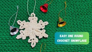 Easy One Round Crochet Snowflake [upl. by Lippold84]