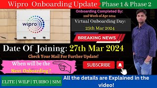 Wipro Onboarding Update  Joining 27th March 2024  Turbo Elite Wilp SIM Watch Now🔥✔️ [upl. by Lairret687]