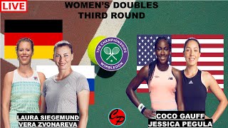 GAUFF Pegula vs SiegemundZvonareva WOMENS DOUBLES WIMBLEDON THIRD ROUND LIVE GAME CAST amp CHAT [upl. by Drawe269]