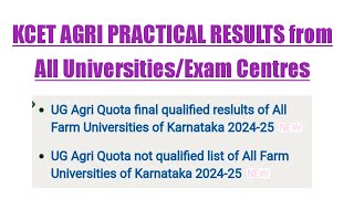 ALL AGRI PRACTICAL EXAM CENTRES RESULTS ANNOUNCED  ALL UNIVERSITY ELIGIBILITY LIST RELEASED [upl. by Ethelyn]