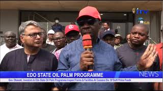 Gov Obaseki investors inspect Edo Oil Palm Programme farms and Dufil Prima Foods Cassava Division [upl. by Ebbarta]