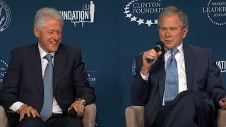 Bill Clinton George W Bush laugh and jab at one another [upl. by Nalat794]