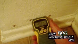 Moisture Meter Testing Bathroom Wall And Ceiling After An Air Conditioner Condensate Water Leak [upl. by Oicnoel]