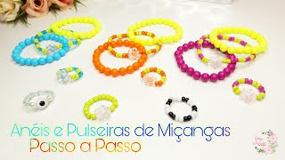 Anéis de Miçangas  Pulseiras de Miçangas Kit Tendência do Verão  Passo a passo  DIY [upl. by Bronder]