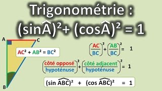 Relation de triginométrie sin²A  cos²A  1 [upl. by Trauner]