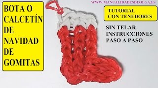 como hacer una bota o calcetín de navidad de gomitas con dos tenedores manualidades navideñas [upl. by Iorio]