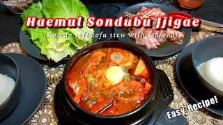 Haemul Sondubu Jjigae Korean seafood soft tofu stew  Easy Recipe [upl. by Arteid814]