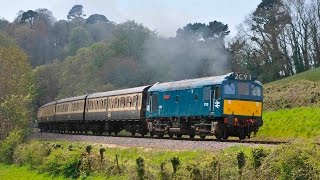 CLASS 25 D7535 25185 LEAVES GREENWAY HALT ON THE DARTMOUTH STEAM RAILWAY  21st April 2017 [upl. by Yemrej907]