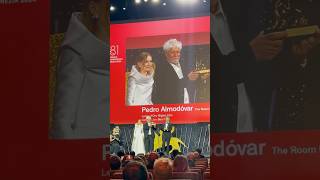 IsablleHuppert handed Goldenlion to pedroalmodovar in 81st biennale [upl. by Yrelle]