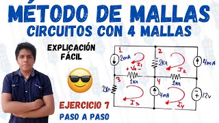 CIRCUITOS ELECTRICOS CON 4 MALLAS ⚠️ MÉTODO DE MALLAS ➤ 1 EJERCICIO RESUELTO SUPERMALLAS 😱 [upl. by Ninazan]