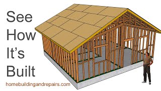 Small 625 SF House With Vaulted Ceiling  Walls And Scissor Roof Truss Framing Tutorial [upl. by Yebloc]