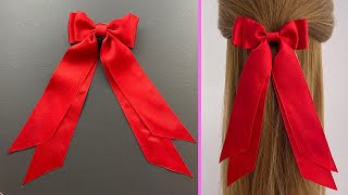 🎀 Hair Bow Tutorial  How to Make Long Tail Bows with Ribbon  Bow Hair Clip Making  Laço de cabelo [upl. by Bohun784]