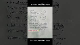 sphere hemispheres hollow sphere shorts shorts maths education exam HanumanCoachingCentre [upl. by Arodal191]