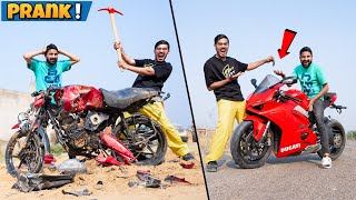 Breaking My Friends Bike amp Gifting Him a Superbike  आज तो सर फूट जाता🤣 [upl. by Yaresed]