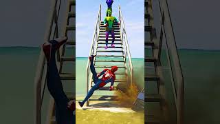 SUPERMAN AND RAINBOW SpiderMan JUMPING in WATER ragdolls spiderman gta5 spidermanragdolls [upl. by Tneicniv]